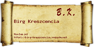 Birg Kreszcencia névjegykártya
